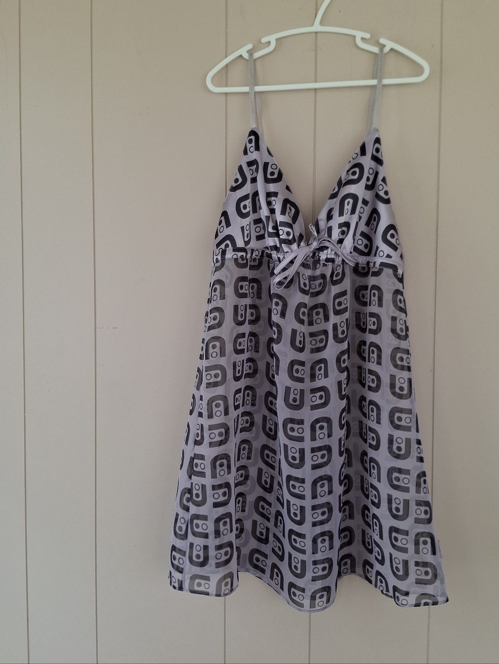 La Senza Vintage Y2K Sheer Babydoll Chemise Size Small Purple And Black Print